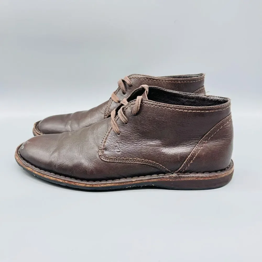 John Varvatos Boots Mens 10 Brown Leather Chukka Ankle Lace Up Casual Comfort